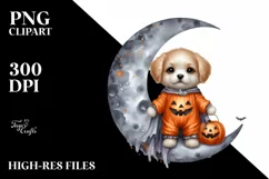 Washed Watercolor Halloween Puppy PNG Product Image 3