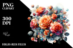 Colorful Abstract Orange Roses PNG Product Image 2