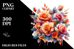 Glossy Petals Orange Roses Watercolor Abstract PNG Product Image 2