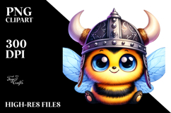 Vibrant Baby Bee with Viking Helmet PNG Product Image 2