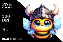 Vibrant Baby Bee with Viking Helmet PNG Product Image 2
