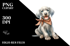 Happy Weimaraner Puppy, Artistic PNG Product Image 2