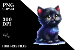 Watercolor Cute Baby Black Cat Product Image 2