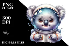 Cute Baby Koala Astronaut PNG Product Image 2