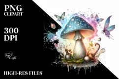 Magical Mushroom Watercolor PNG Product Image 3