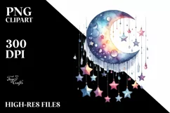 Whimsical Half Moon Clipart, Transparent PNG Product Image 1