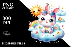 Cute Baby Rabbit Cuddling, PNG Product Image 2
