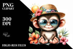 Colorful Cute Baby Monkey with Sunglasses | Clipart Product Image 3