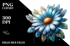 Detailed Glossy Daisy Watercolor Splash Sublimation Clipart Product Image 3