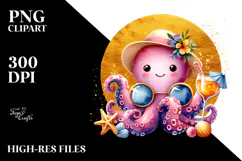 Octopus Wearing Beachwear, Transparent PNG Product Image 2