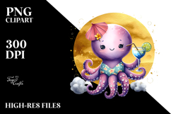 Octopus Wearing Beachwear, Transparent PNG Product Image 2