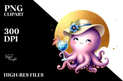 Octopus Wearing Beachwear, Transparent PNG Product Image 2