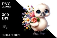 Baby Swan Flower Bouquet Clipart Product Image 3