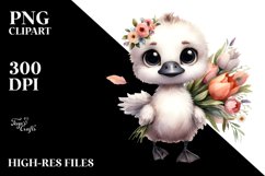 Baby Swan Flower Bouquet Clipart Product Image 1