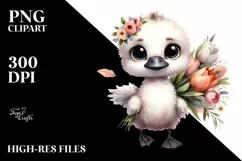 Baby Swan Flower Bouquet Clipart Product Image 1