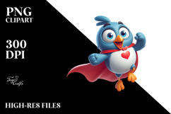 Playful Bird with Superhero Cape PNG Product Image 2