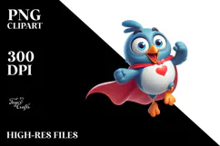 Playful Bird with Superhero Cape PNG Product Image 2