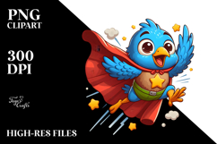 Playful Bird with Superhero Cape PNG Product Image 2