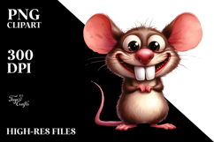 Watercolor Standing Mouse with Goofy Smile | Clipart Product Image 2