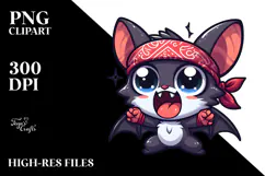 Goofy Cartoon Bat with Bandana PNG Product Image 2