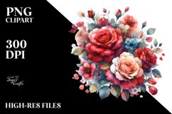Colorful Red Roses PNG Product Image 2