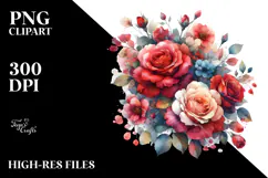 Colorful Red Roses PNG Product Image 2