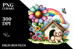 Dog House, Large Flower, Striking Rainbow | Clipart Product Image 2