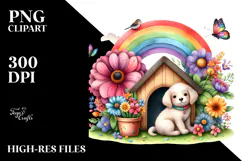 Watercolor DOG House | Large Flower Clipart Product Image 2