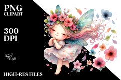 Cute Fairy Tumbling with Flower Petals Sublimation Clipart Product Image 1