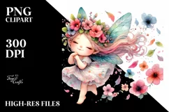 Cute Fairy Tumbling with Flower Petals Sublimation Clipart Product Image 1