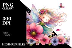 Cute Fairy Tumbling with Flower Petals Sublimation Clipart Product Image 3
