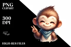 Funny Monkey Love Sign Watercolor Clipart Product Image 3