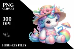 Baby Unicorn in Beach Suit | Sublimation | Clipart Product Image 3