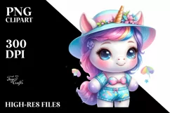 Cute Baby Unicorn Beach Sticker Clipart Product Image 3