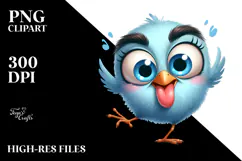 Cute Cartoon Bird with Sparkling Eyes PNG Product Image 2