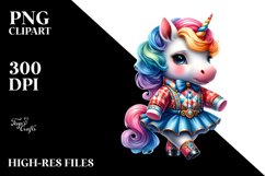 Colorful Baby Unicorn in Square Dancer&#039;s Outfit PNG Product Image 1