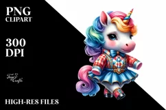 Colorful Baby Unicorn in Square Dancer's Outfit PNG Product Image 1