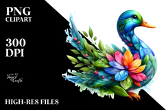 Vibrant Watercolor Duck Made of Plant Leaves and Flowers Product Image 2