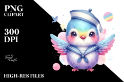 Cute Hummingbird Sailor Suit Watercolor | Clipart Product Image 2