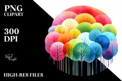 Colorful Rainbow Trees, Transparent PNG Product Image 3