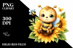 Cute Baby Bee, Sunflower |Clipart Product Image 3