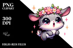 Cute Bunny with Flower Crown PNG Product Image 2