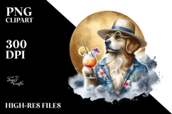 Dog in Beachwear Drinking Cocktail PNG Product Image 2