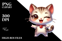 Cute Cartoon Cat with Mischievous Grin, PNG Product Image 2