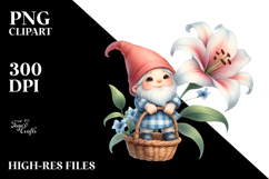 Cute Gnome Holding Lily, Transparent PNG Product Image 2