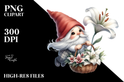 Cute Gnome Holding Lily, Transparent PNG Product Image 2