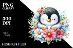 Colorful Baby Penguin Sleeping | Sublimation | Clipart Product Image 3