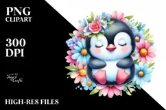 Colorful Baby Penguin Sleeping | Summer Clipart Product Image 3