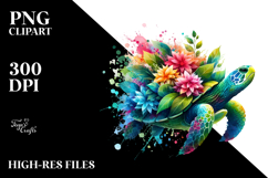 Vibrant Watercolor Turtle Made of Plant Leaves and Flowers Product Image 2
