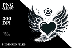 Heart with Wings and Crown PNG Product Image 2